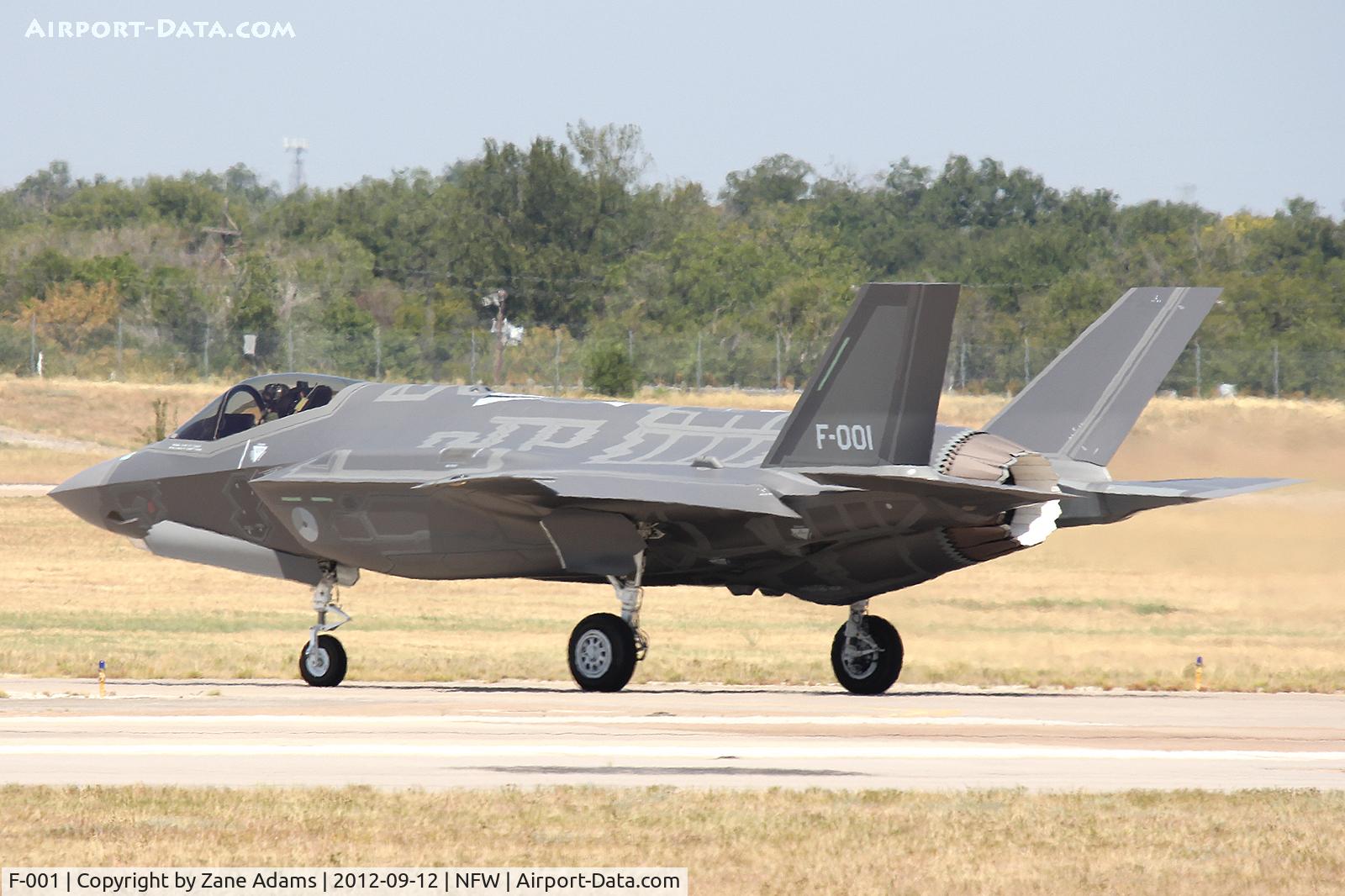 F-001, 2012 Lockheed Martin F-35A Lightning II C/N AN-1, The First F-35 for the Royal Netherlands Air Force taxis out for takeoff at NAS Fort Worth