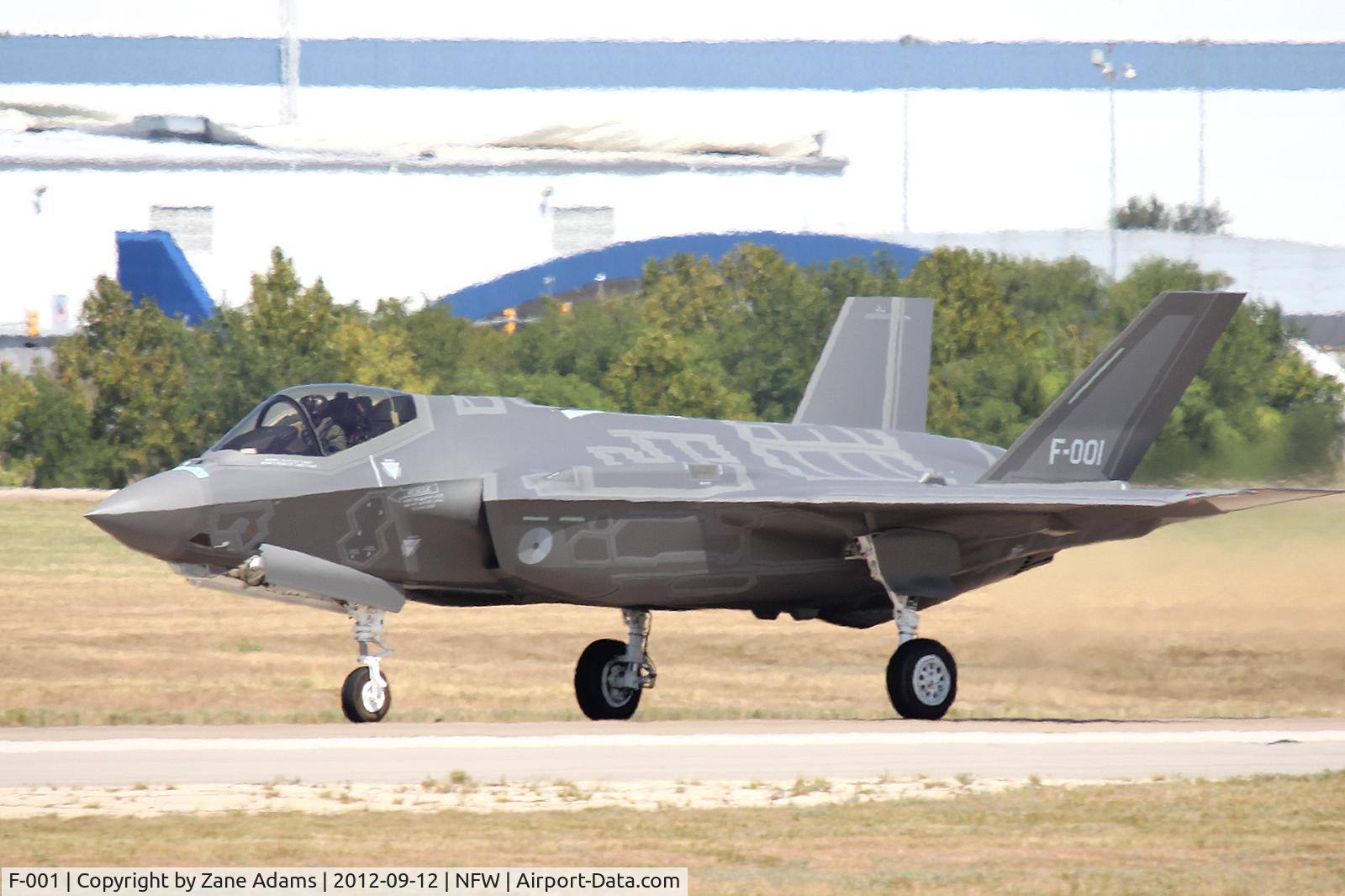 F-001, 2012 Lockheed Martin F-35A Lightning II C/N AN-1, The First F-35 for the Royal Netherlands Air Force taxis out for takeoff at NAS Fort Worth