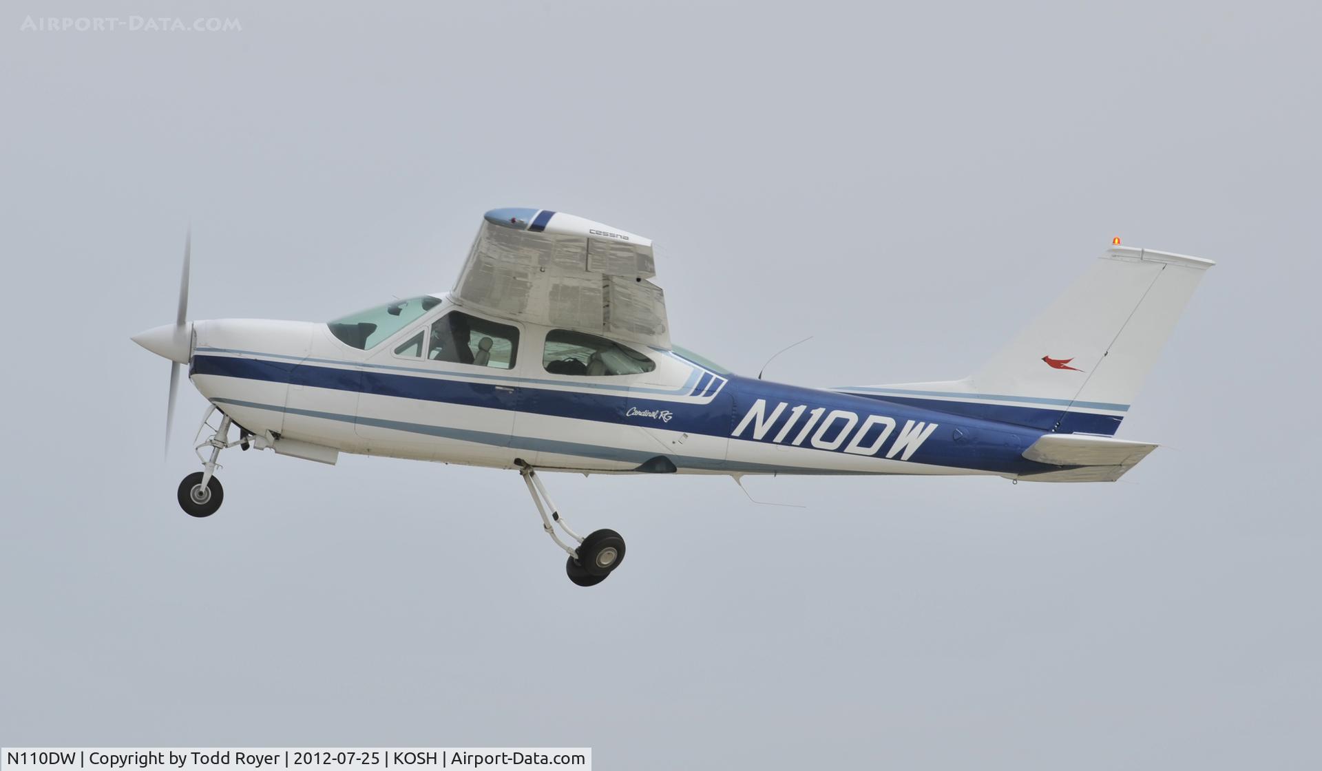 N110DW, 1974 Cessna 177RG Cardinal C/N 177RG0495, Departing Airventure 2012
