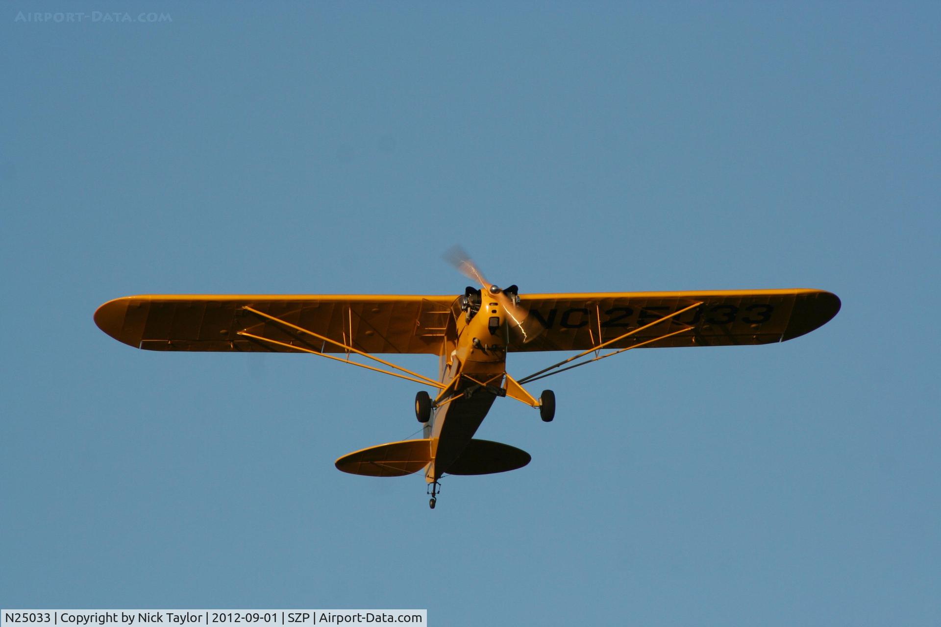 N25033, 1939 Piper J3C-65 Cub C/N 3614, Taking off RWY 22