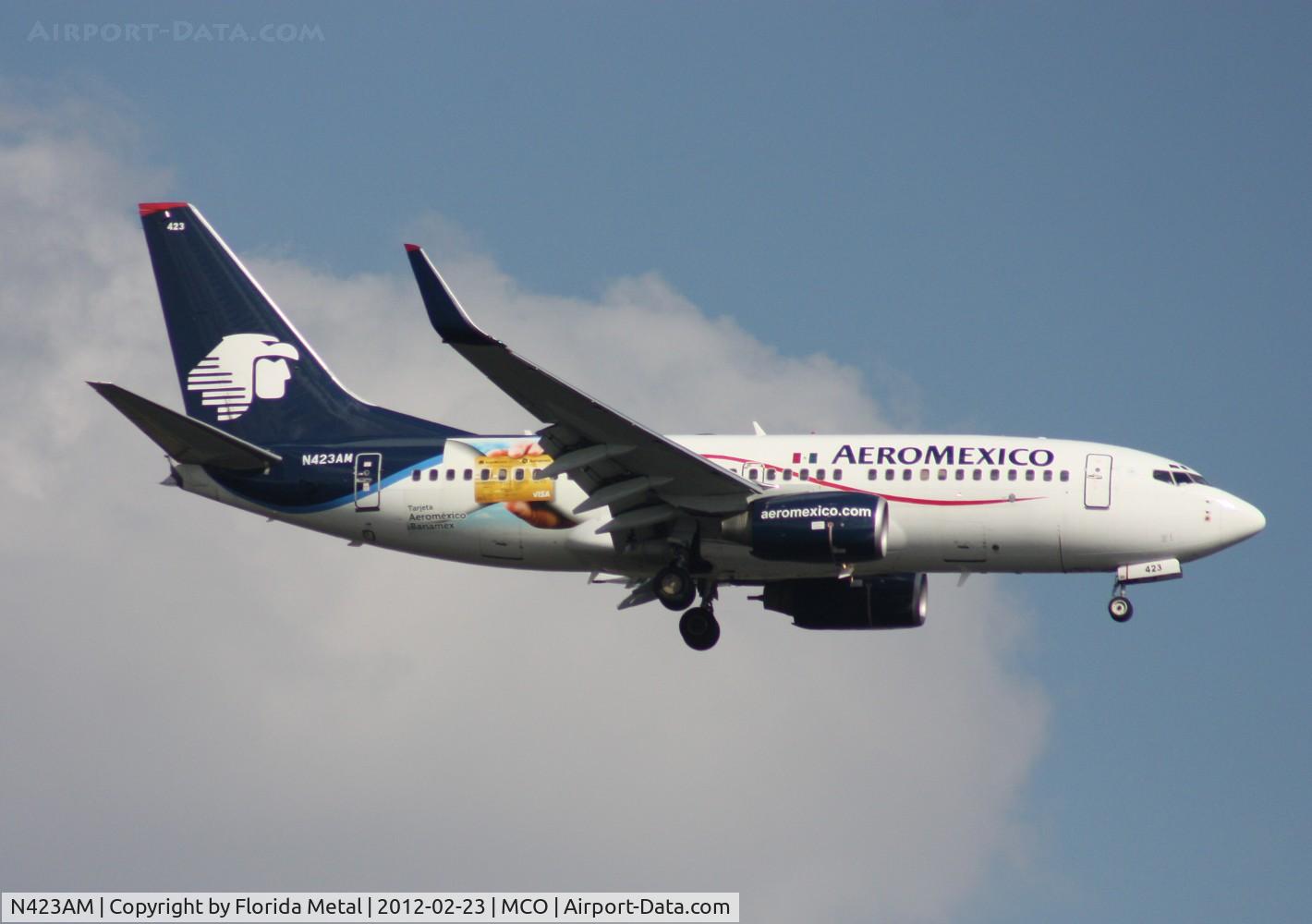 N423AM, 2003 Boeing 737-73V C/N 32423, Aeromexico Visa card advertisement