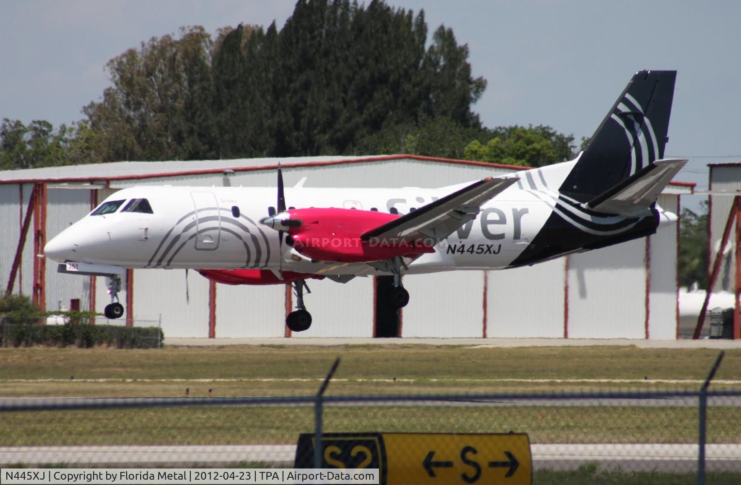 N445XJ, 1998 Saab 340B C/N 340B-445, Silver Saab 340B
