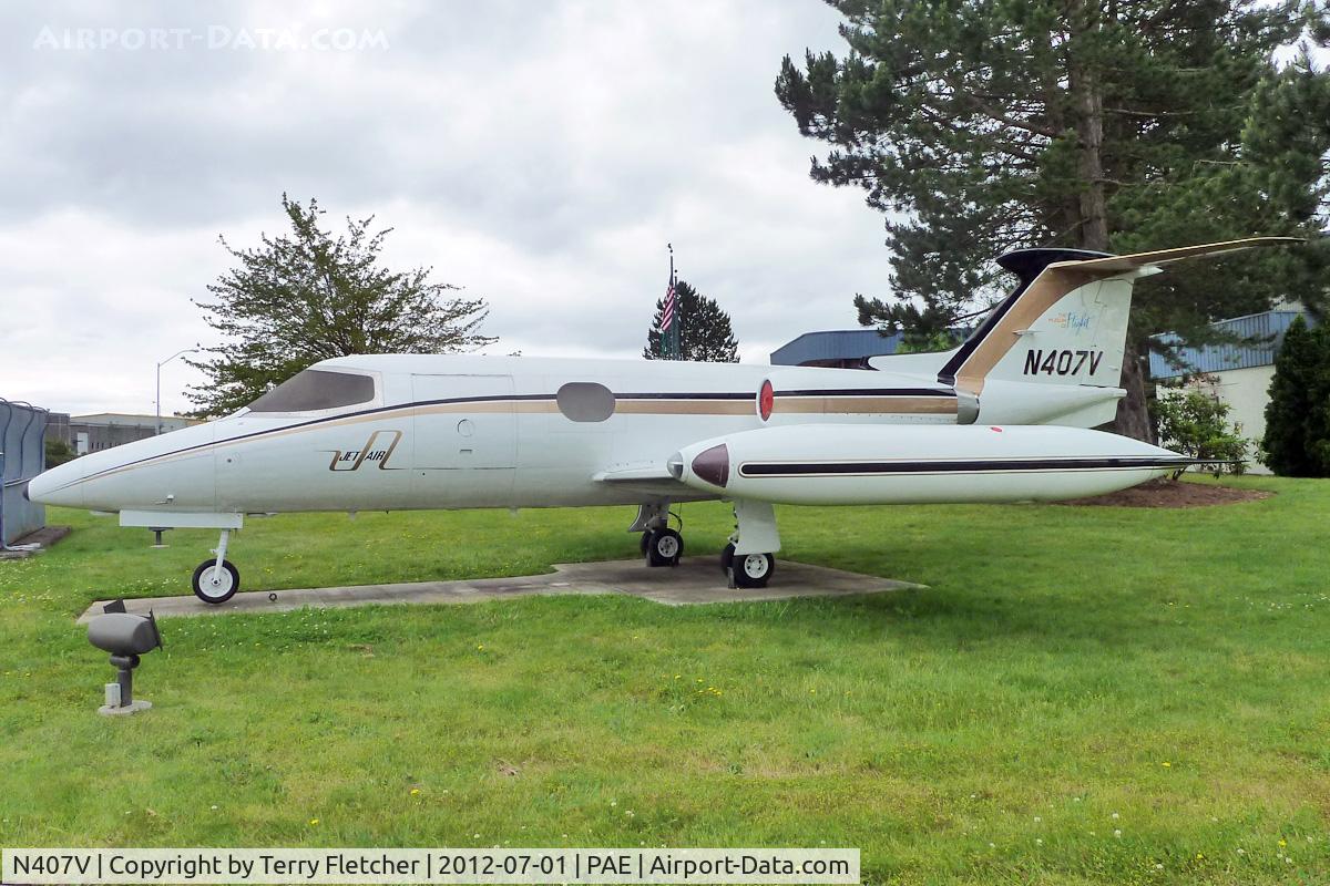 N407V, 1965 Learjet 23 C/N 23-034, 1965 Learjet 23, c/n: 23-034 outside Museum of Flight restoration facility at Everettt