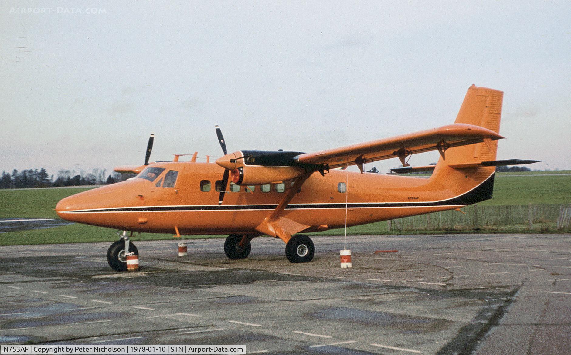 N753AF, 1969 De Havilland Canada DHC-6-200 Twin Otter C/N 206, DHC-6 Twin Otter 200 visiting Stansted in January 1978.