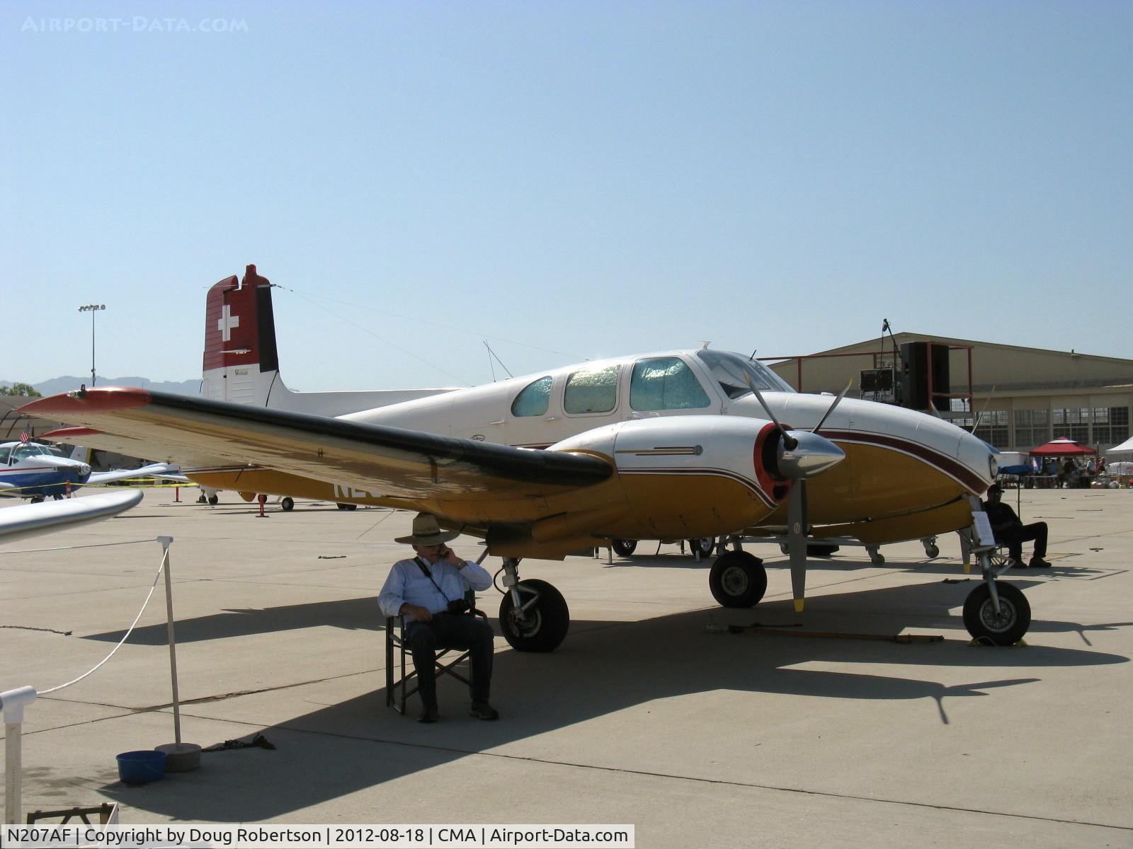 N207AF, 1955 Beech C-50 Twin Bonanza C/N CH-144, 1955 Beech C50 TWIN BONANZA 'Pegasus', two Lycoming GO-480-F1A6 275 Hp each geared engines-World traveler history
