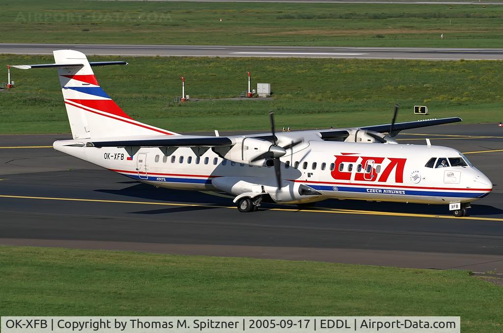 OK-XFB, 1992 ATR 72-202 C/N 297, CSA ( Czech Airlines ) OK-XFB in old c/s taxiing twds. Rwy23L at DUS. A/C nowadays in service with EuroLot as SP-EFI