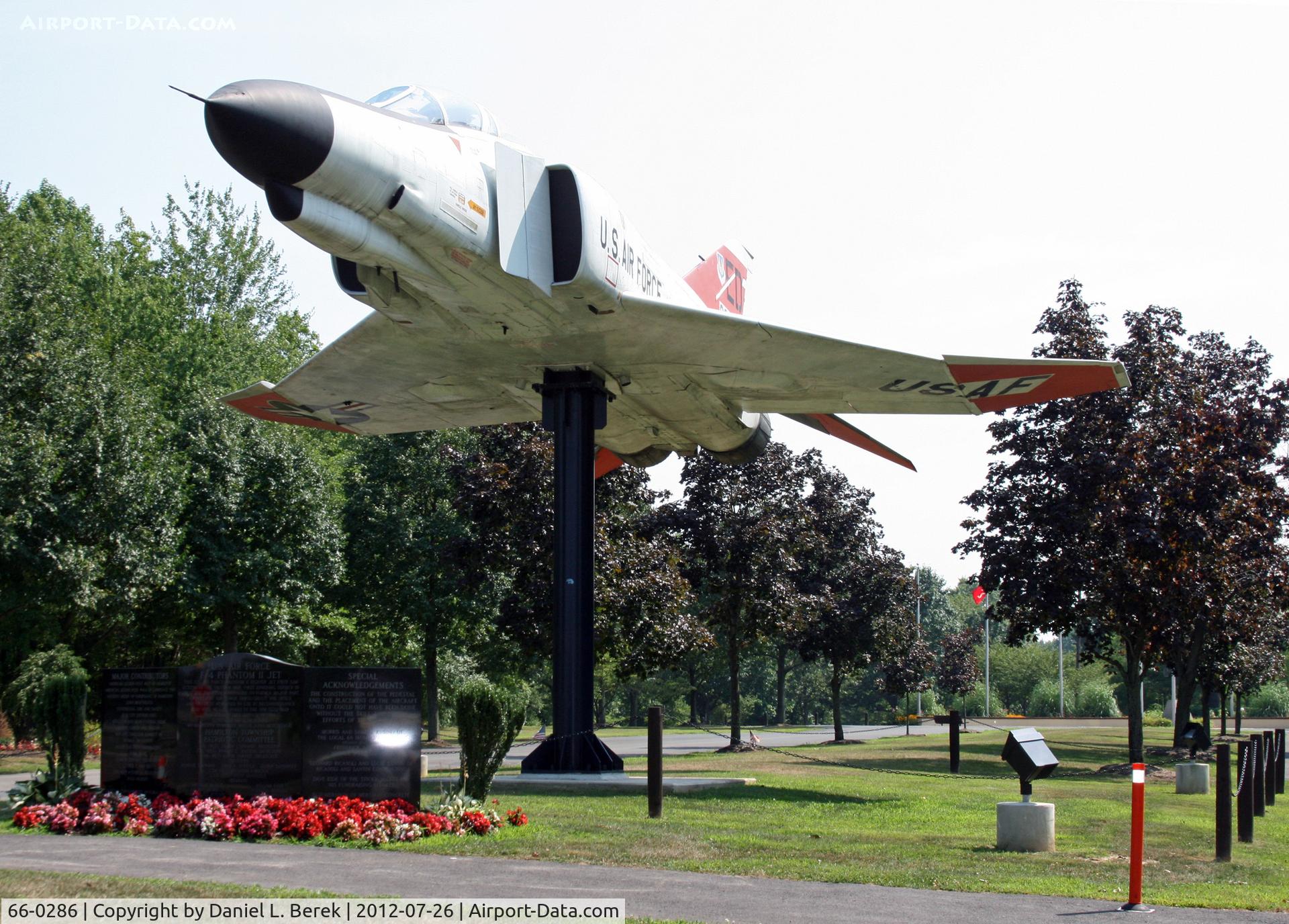 66-0286, 1966 McDonnell F-4E Phantom II C/N 2265, This Phantom is on display in the main section along the northern edge of Veterans Park, Hamilton, NJ.