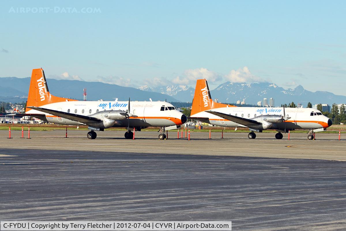 C-FYDU, 1970 Hawker Siddeley HS.748 Series 2A C/N 1694, A pair of Air North HS748s at Vancouver Int