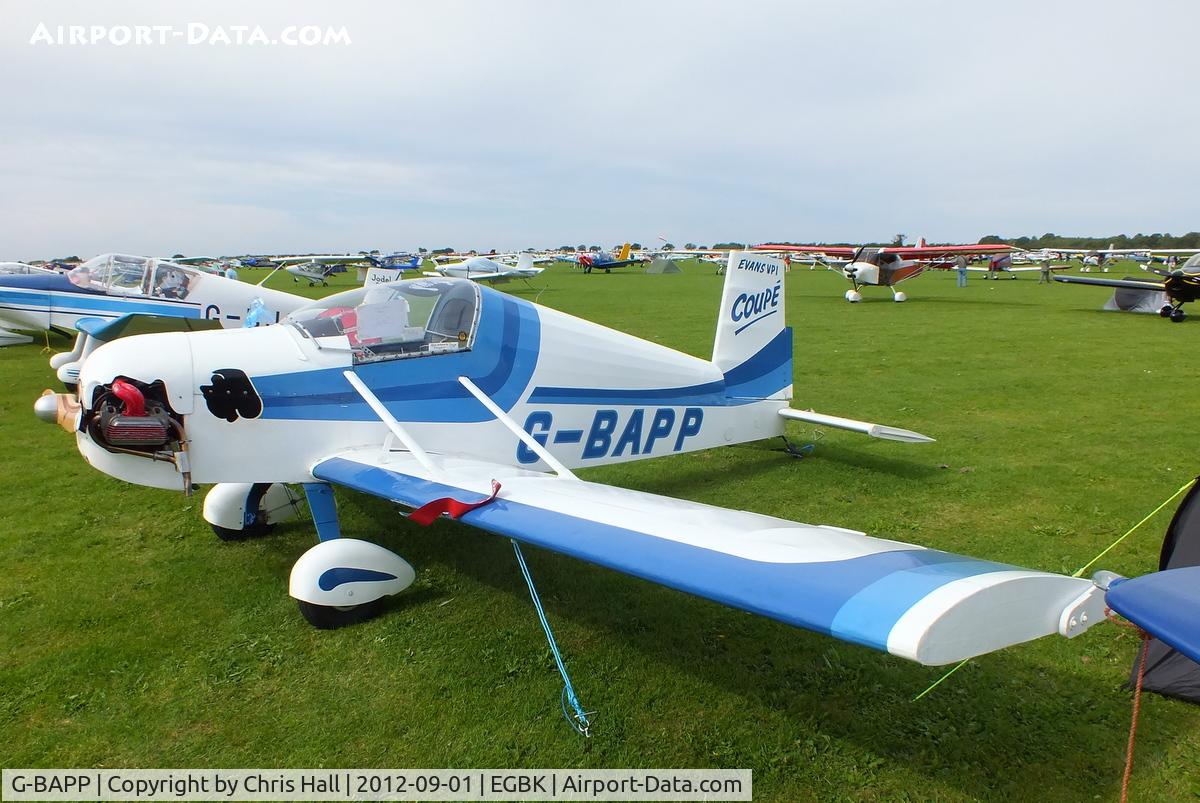 G-BAPP, 1974 Evans VP-1 Coupe C/N PFA 1580, at the LAA Rally 2012, Sywell