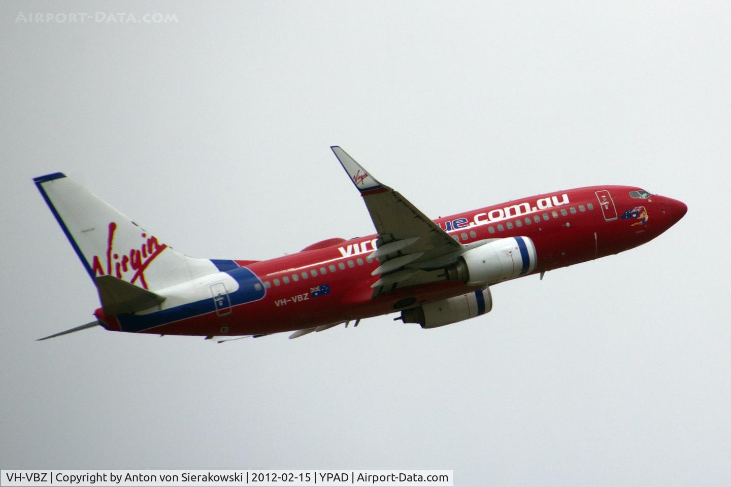 VH-VBZ, 2005 Boeing 737-7FE C/N 34322, VH-VBZ departing YPAD