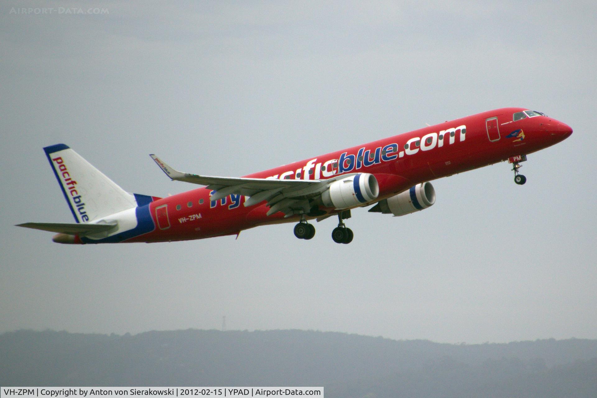 VH-ZPM, 2009 Embraer 190AR (ERJ-190-100IGW) C/N 19000262, VH-ZPM departing YPAD