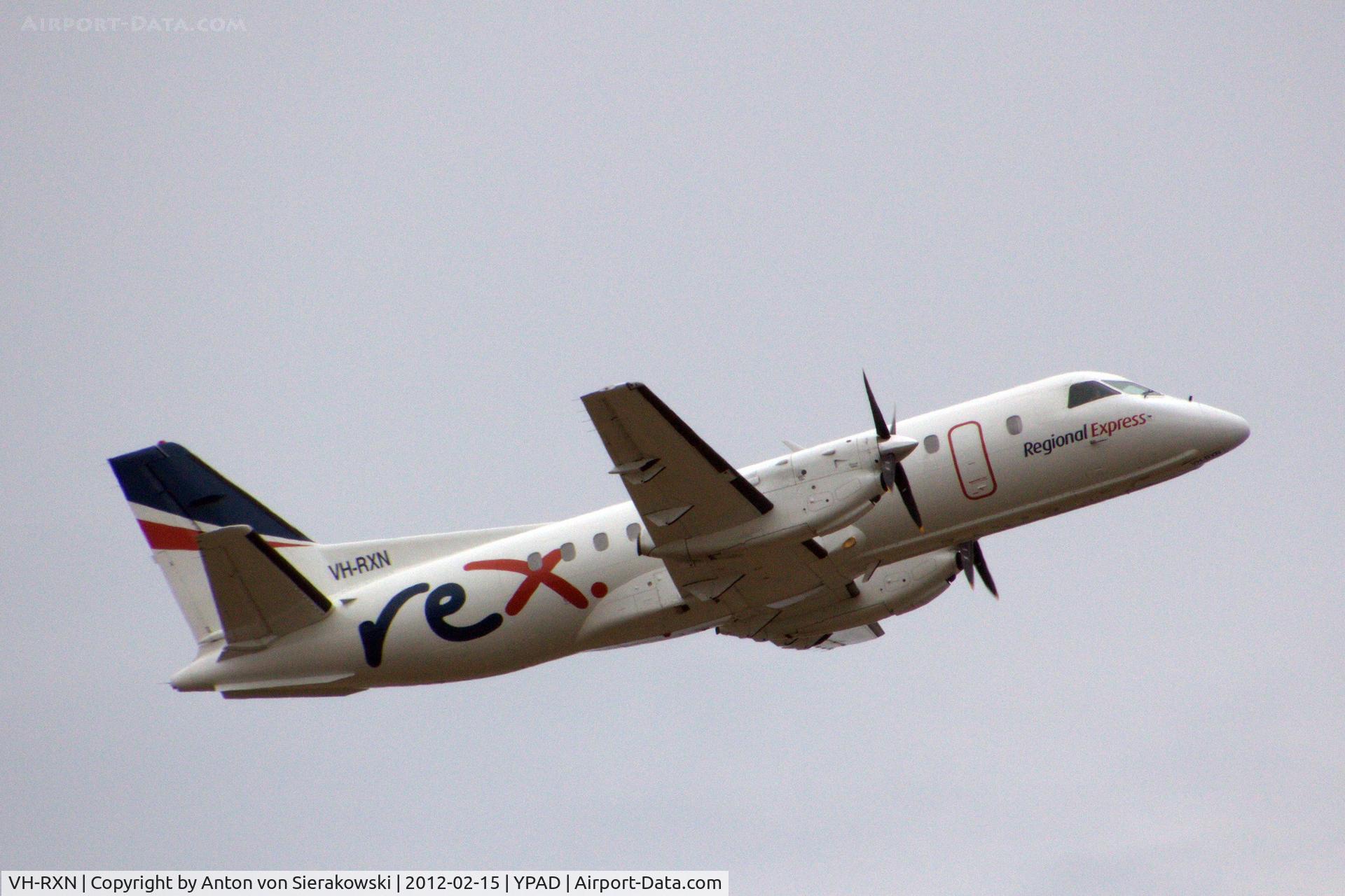 VH-RXN, 1991 Saab 340B C/N 340B-279, VH-RXN departing YPAD