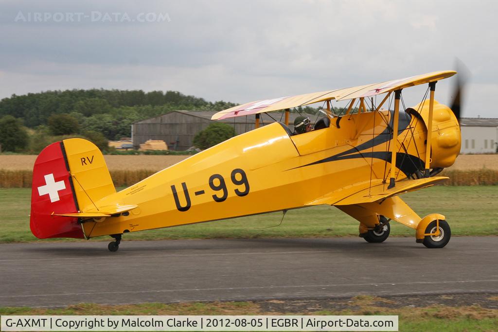 G-AXMT, 1938 Bucker Bu-133C Jungmeister C/N 46, Doflug Bu-133C Jungmeister at The Real Aeroplane Company's Summer Madness Fly-In, Breighton Airfield, August 2012.