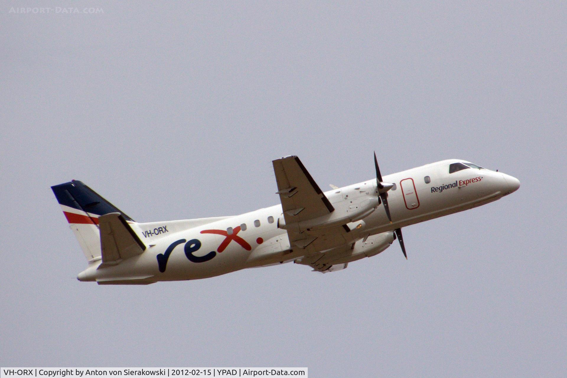 VH-ORX, 1992 Saab 340B C/N 340B-293, VH-ORX departing YPAD
