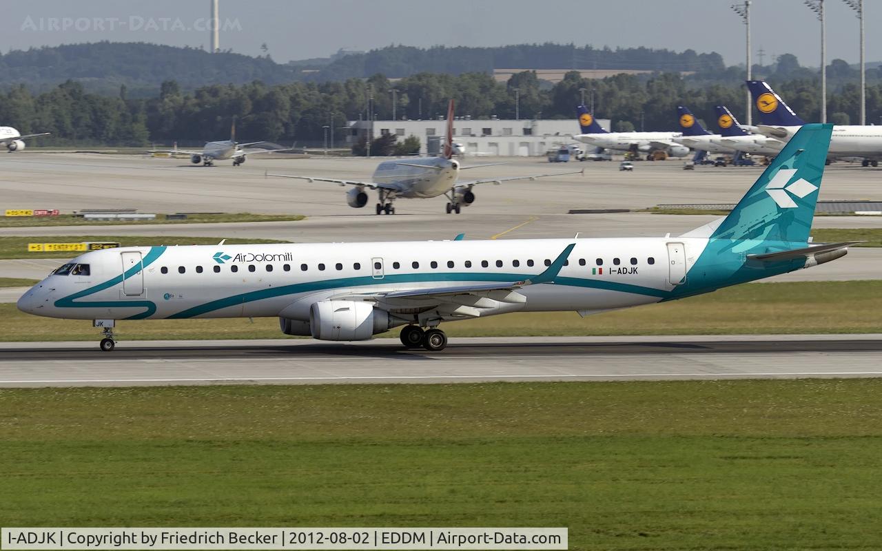 I-ADJK, 2009 Embraer 195LR (ERJ-190-200LR) C/N 19000245, departure from Munich