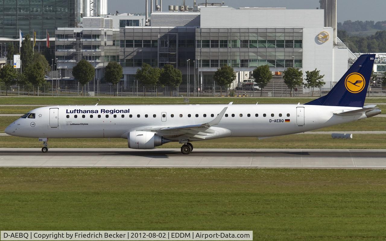 D-AEBQ, 2012 Embraer 195LR (ERJ-190-200LR) C/N 19000555, departure from Munich