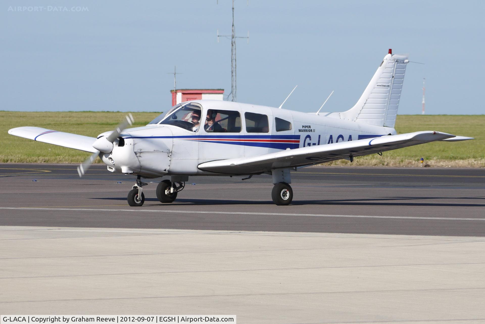 G-LACA, 1978 Piper PA-28-161 Cherokee Warrior II C/N 28-7816036, Just landed.