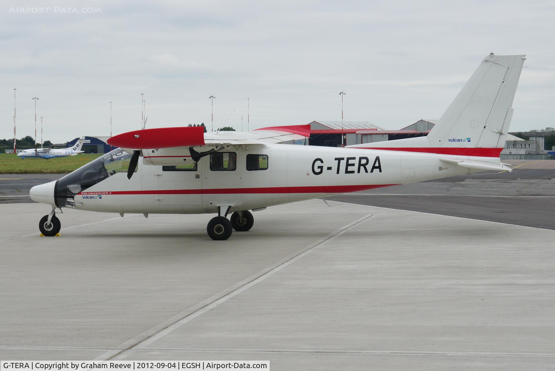 G-TERA, 2007 Vulcanair P-68 Observer 2 C/N 433-29 OB2, Parked at Norwich.