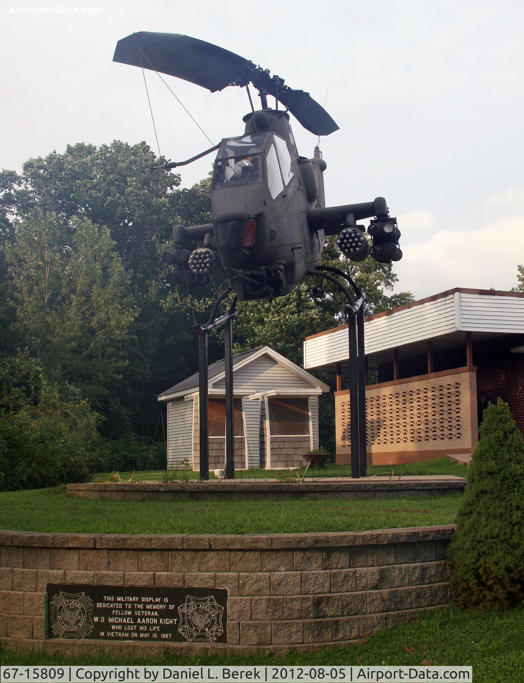 67-15809, 1967 Bell AH-1G Cobra C/N 20473, This Army attack helicopter is on display at VFW 8075, just south of Prospect, CT.  The display is dedicated to Michael Aaron Knight, who lost his life in Vietnam, in 1967.