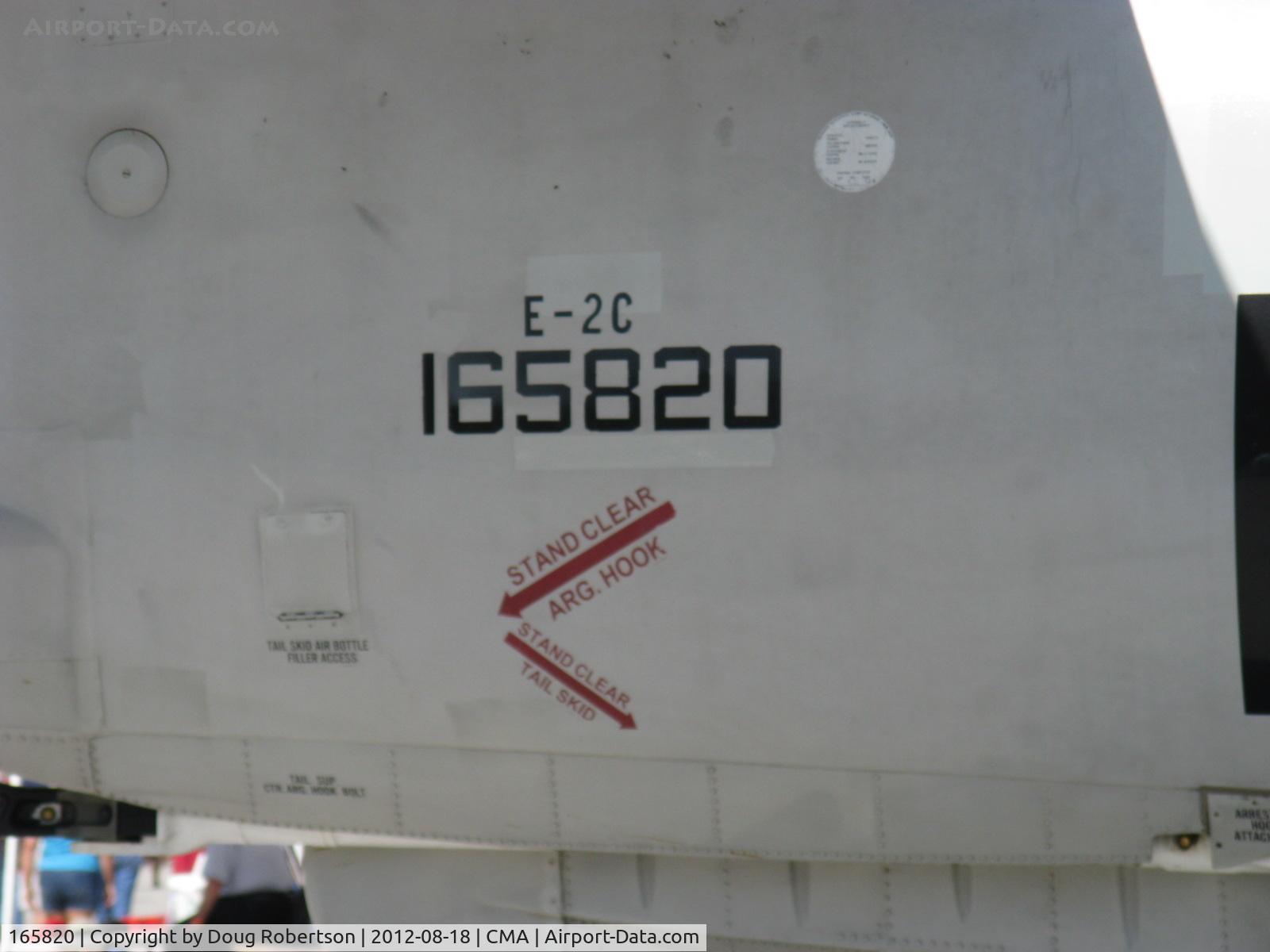 165820, Northrop Grumman E-2C Hawkeye C/N A191, Northrop-Grumman E-2C HAWKEYE, two Rolls Royce (Allison) T56-A-425/427 Turboprops 5,100 ehp each, 8-blade props, BUNO