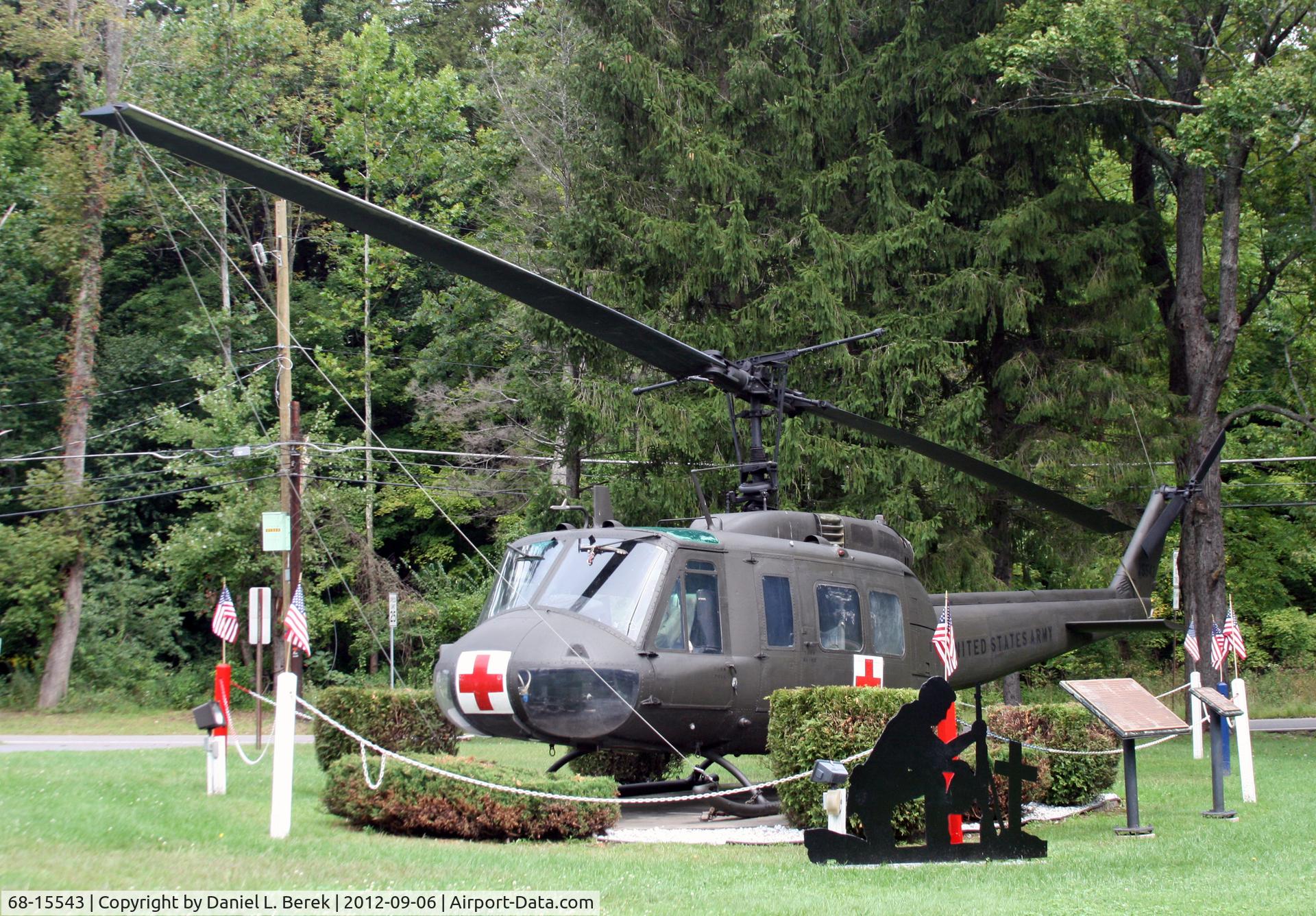 68-15543, 1969 Bell UH-1H Iroquois C/N 10473, Though painted as representing ship 68-15542, this helicopter is actually 68-15543.  She served with the 68th and 118th Air Helicopter Companies.  She is well cared for by ALP 139.