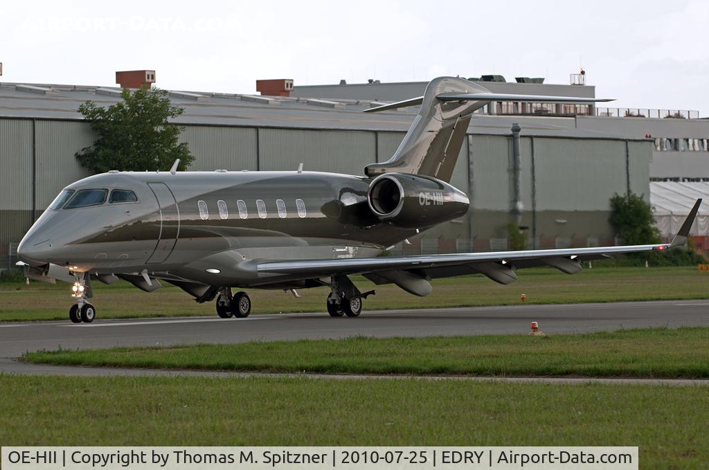 OE-HII, Bombardier Challenger 300 (BD-100-1A10) C/N 20111, Amira Air OE-HHI coming in to pick up Mr. Niki Lauda after the Formula I race at Hockenheim. A/C is Mr. Lauda's private jet.