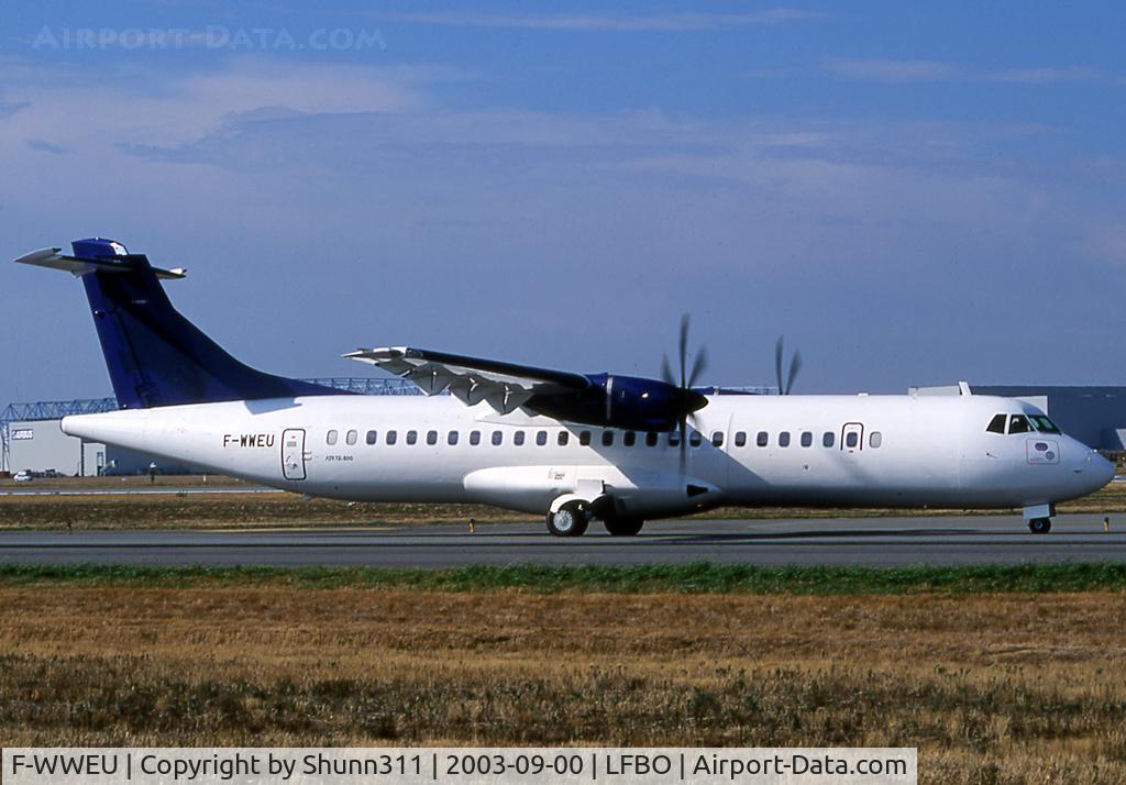 F-WWEU, 2002 ATR 72-212A C/N 698, C/n 0698 - To be F-OHGT for Khalifa Airways but ntu... Used by ATR for special rugby flight during European Cup 2003... Khalifa titles and logos removed