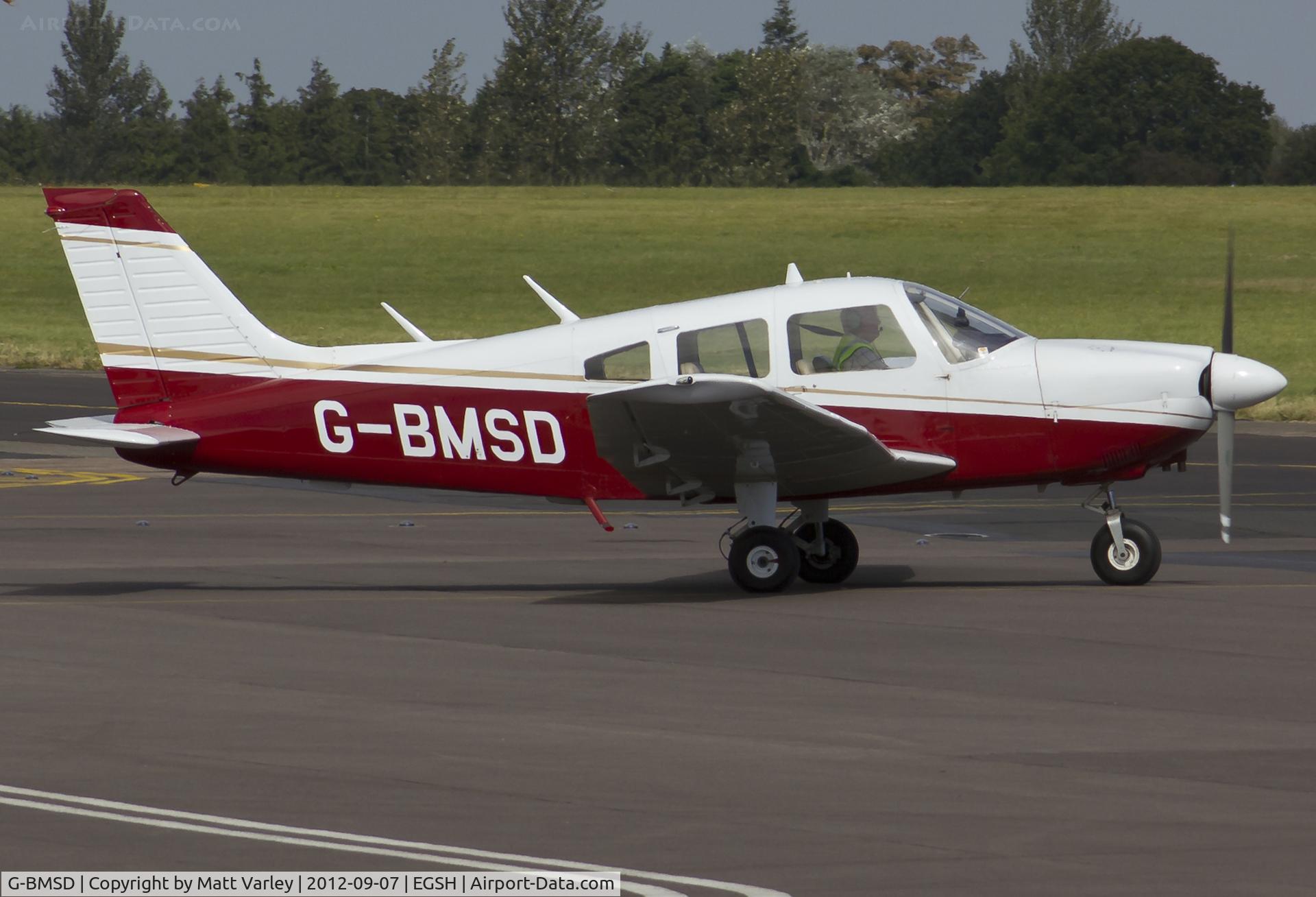 G-BMSD, 1976 Piper PA-28-181 Cherokee Archer II C/N 28-7690070, Departing SaxonAir.