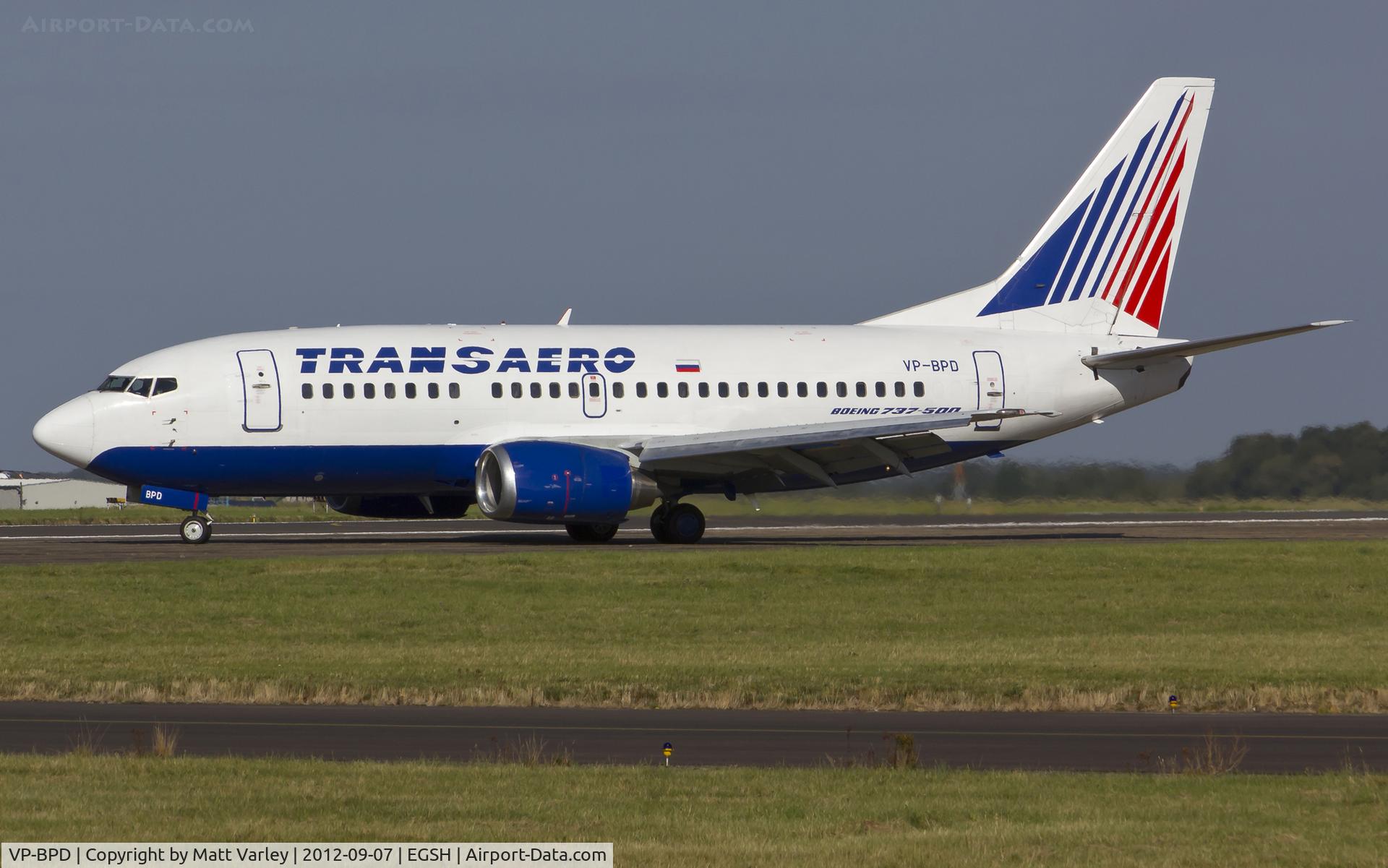 VP-BPD, 1991 Boeing 737-5K5 C/N 25062, Arriving at EGSH for Air Livery.