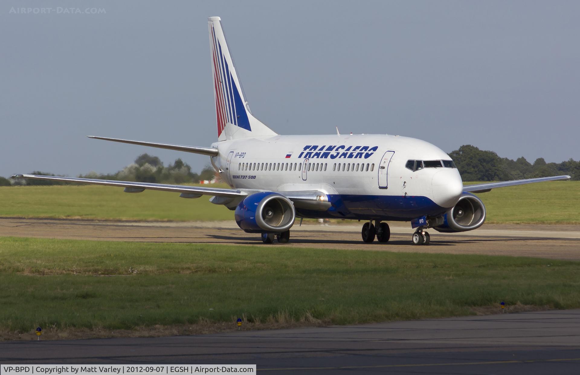 VP-BPD, 1991 Boeing 737-5K5 C/N 25062, Arriving at EGSH for Air Livery.