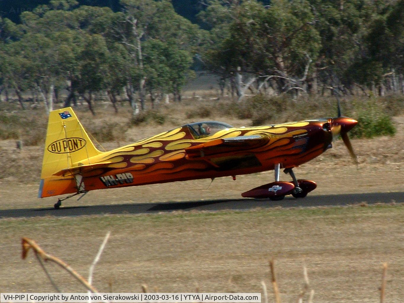 VH-PIP, 1998 Zivko Edge 540 C/N V323, VH-PIP @ YTYA Tyabb 2003 PAC Air Show. Owner/pilot the late and great Peter 'Pip'
