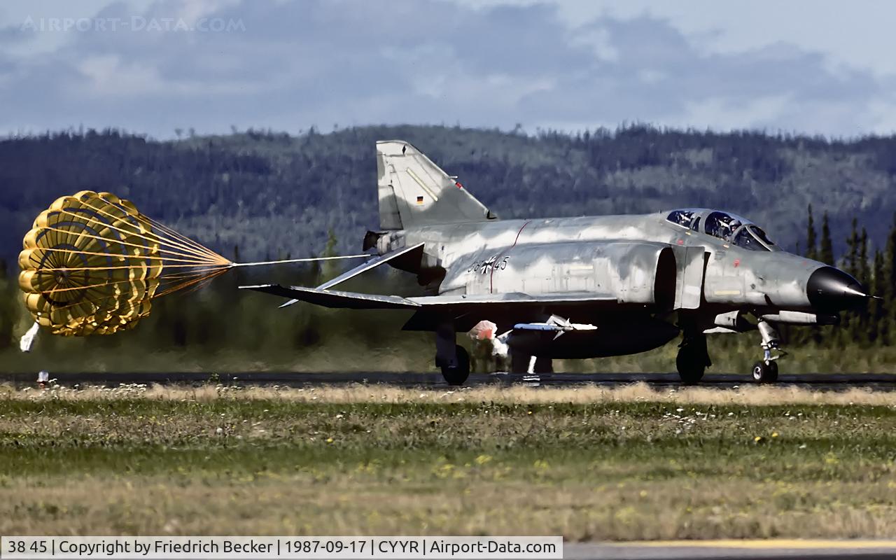 38 45, 1972 McDonnell Douglas F-4F Phantom II C/N 4740, decelerating after touchdown