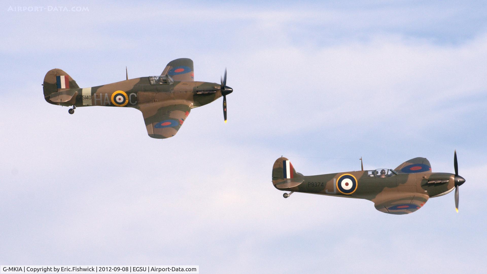 G-MKIA, 1939 Supermarine 300 Spitfire Mk1A C/N 6S/30565, 45. P9374 with Z5140 at The Duxford Air Show, Sept. 2012