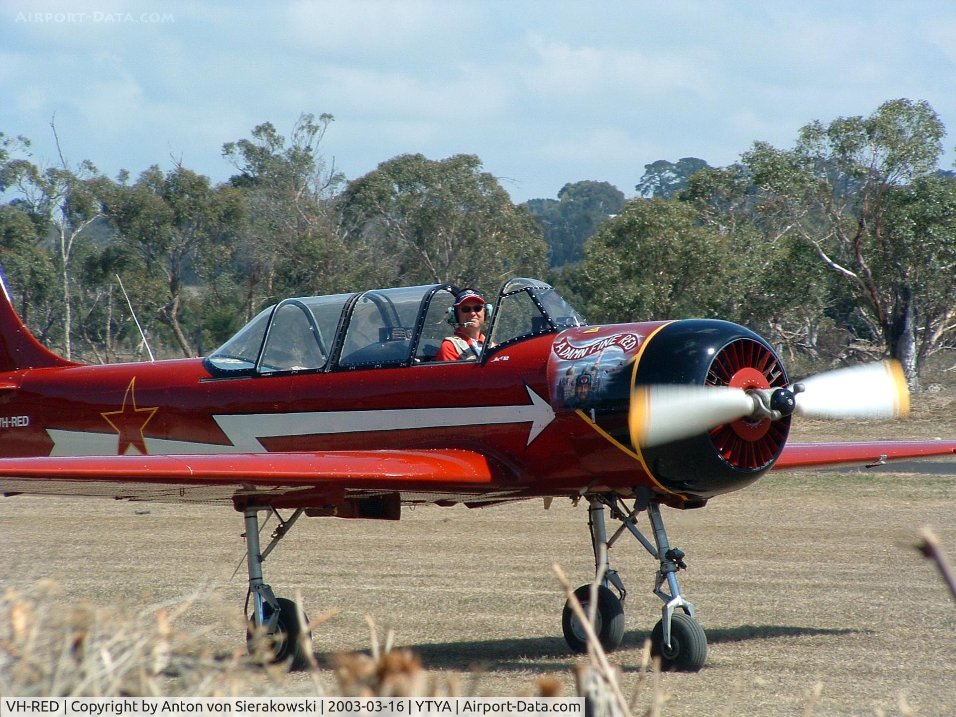 VH-RED, 1984 Yakovlev Yak-52 C/N 844409, VH-RED @ YTYA Tyabb PAC Air Show 2003