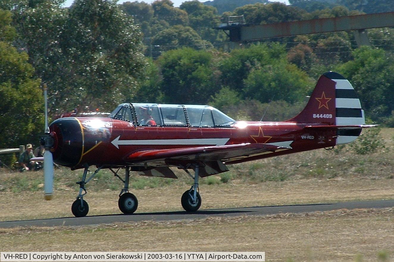 VH-RED, 1984 Yakovlev Yak-52 C/N 844409, VH-RED @ YTYA Tyabb PAC Air Show 2003