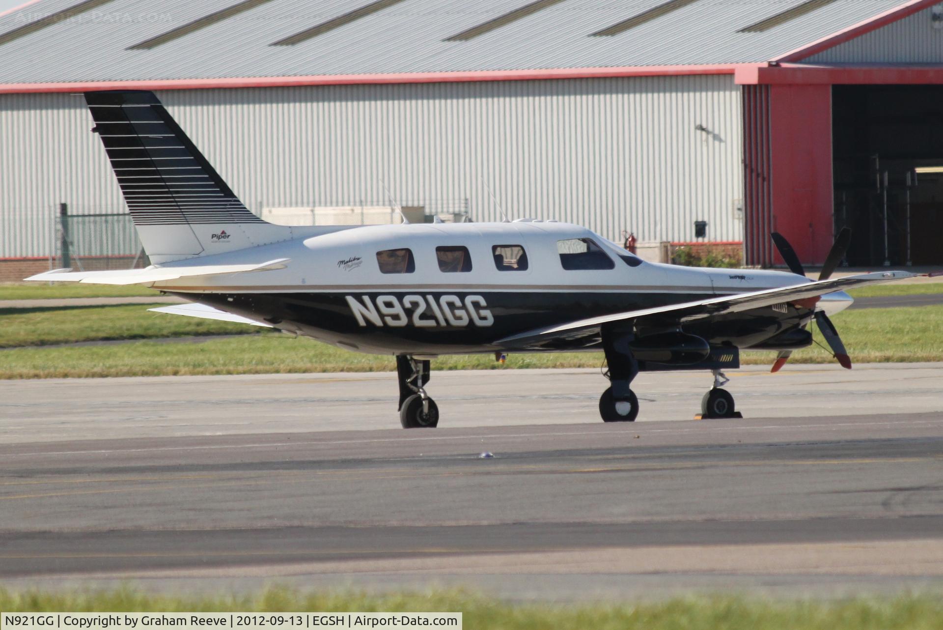 N921GG, 1998 Piper PA-46-350P Malibu Mirage C/N 4636136, Parked at Norwich.