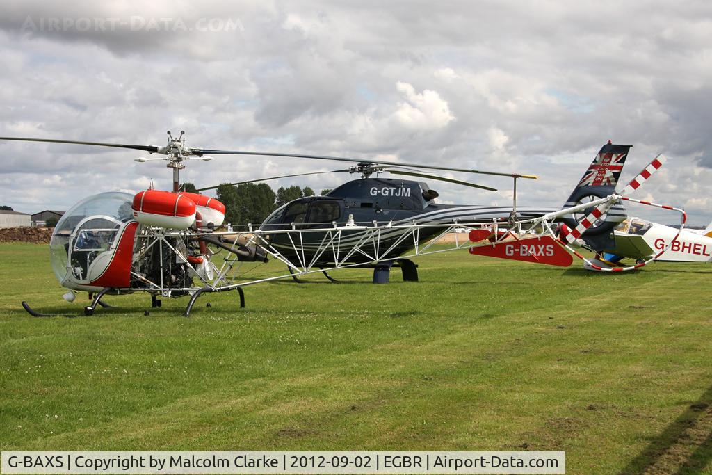 G-BAXS, 1969 Bell 47G-5 C/N 7908, Bell 47G-5 at The Real Aeroplane Club's Wings & Wheels weekend, Breighton Airfield, September 2012.