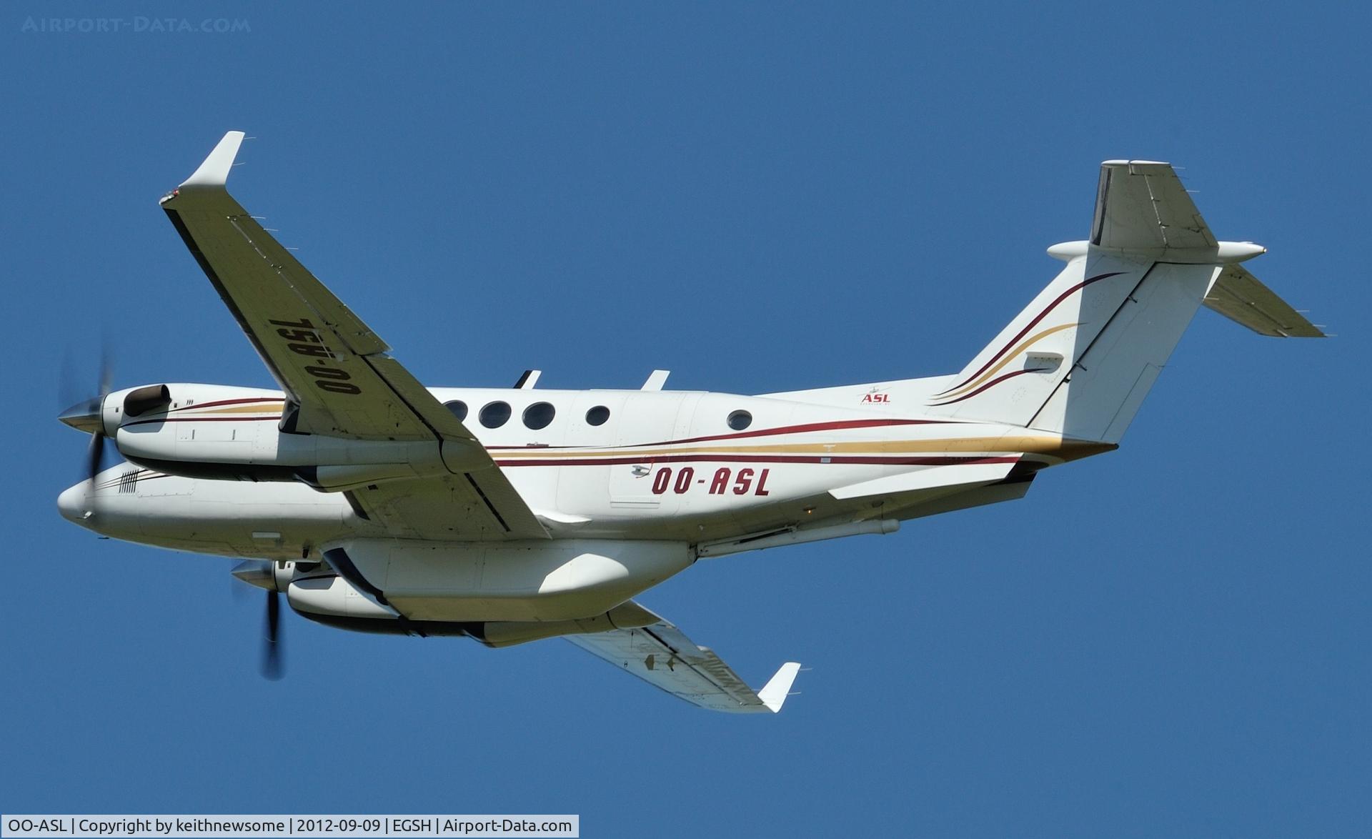OO-ASL, 1982 Beech 200C Super King Air C/N BL-49, At Norwich to provide remote telemetry for the 'tour of britain' cycle race.