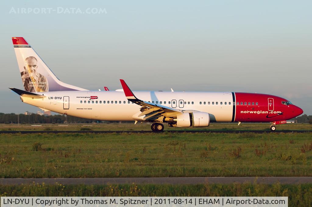 LN-DYU, 2011 Boeing 737-8JP C/N 39008, Norwegian Air Shuttle LN-DYU roll out Rwy18R ( Polderbaan )