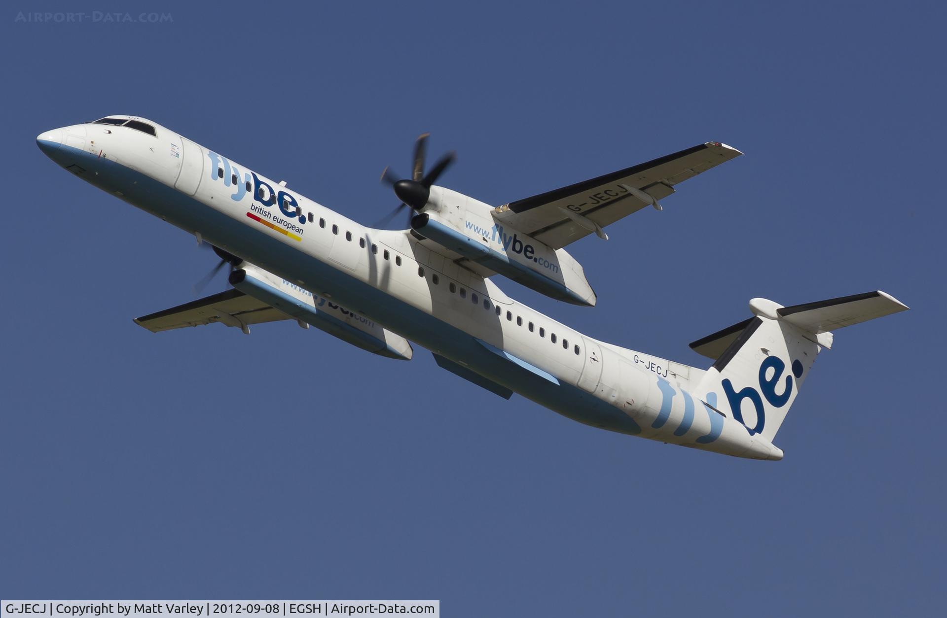 G-JECJ, 2005 De Havilland Canada DHC-8-402Q Dash 8 C/N 4110, Departing EGSH.