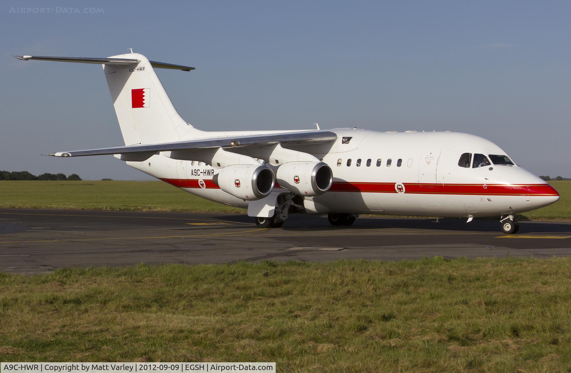 A9C-HWR, 1997 British Aerospace Avro 146-RJ85 C/N E.2306, Arriving at EGSH for spray by Air Livery.