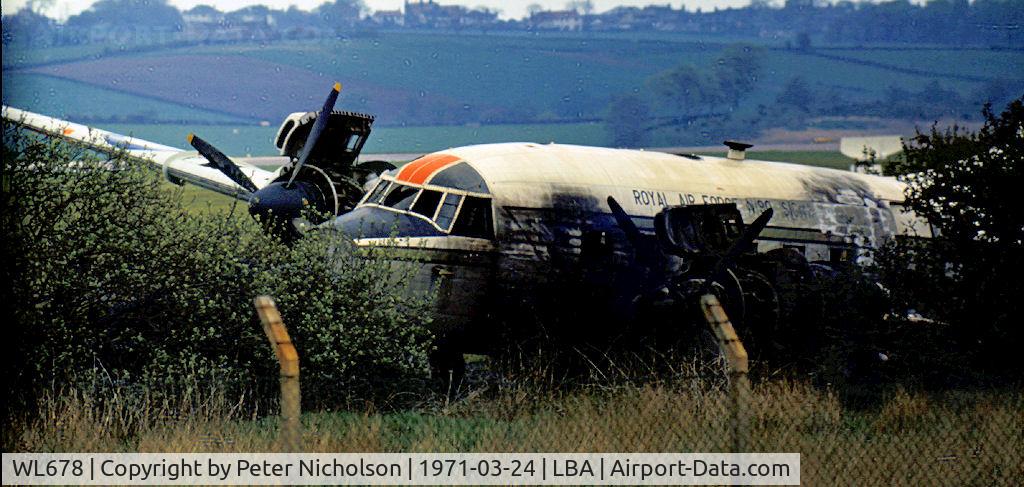 WL678, 1953 Vickers Varsity T.1 C/N Not found WL678, Varsity T.1 which ended its days as an Fire Servce instructional airframe at Leeds/Bradford Airport and seen there in March 1971.
