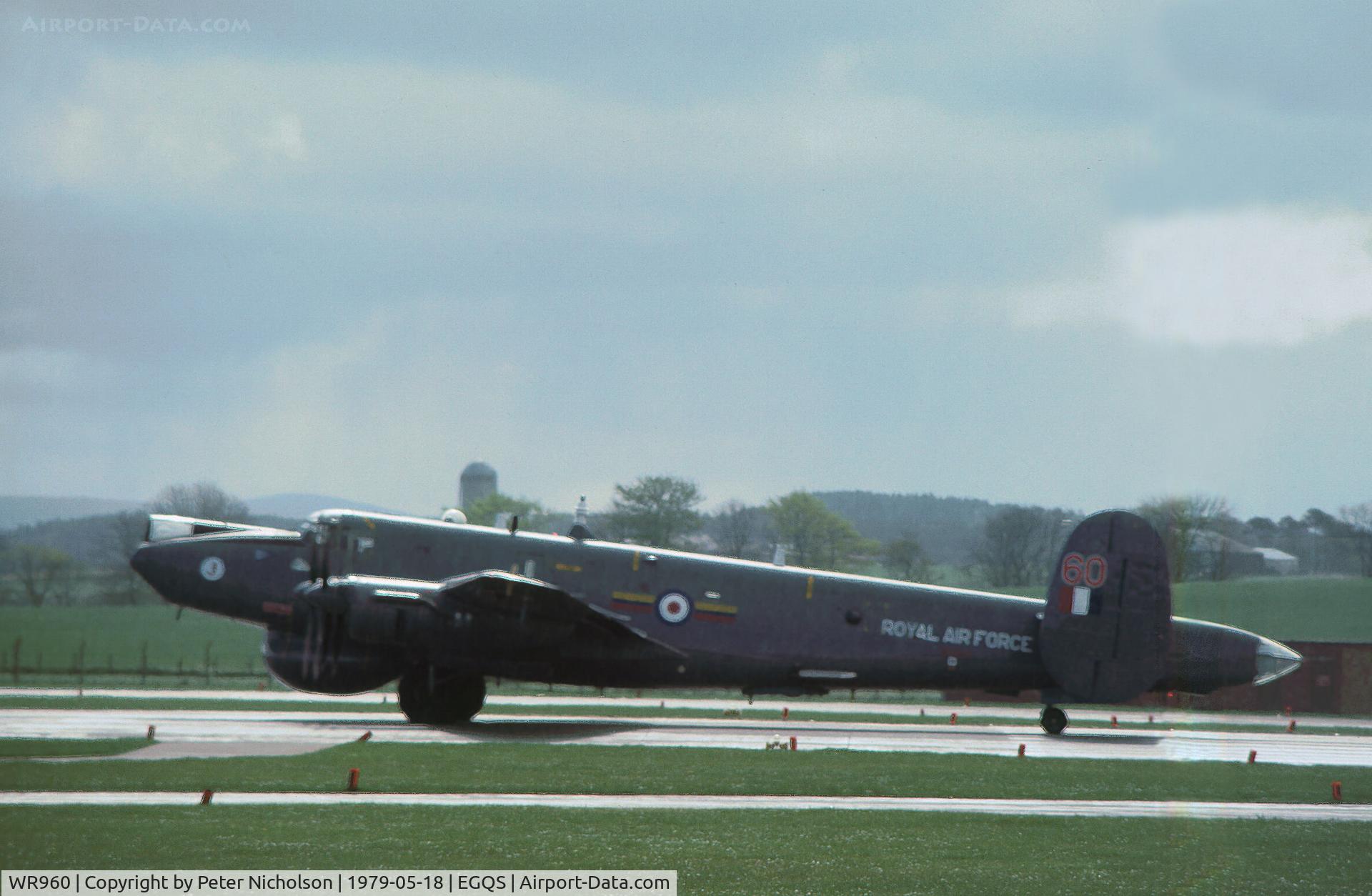 WR960, 1954 Avro 716 Shackleton AEW.2 C/N Not found WR960, Shackleton AEW.2 of 8 Squadron preparing for take-off at RAF Lossiemouth in May 1979.