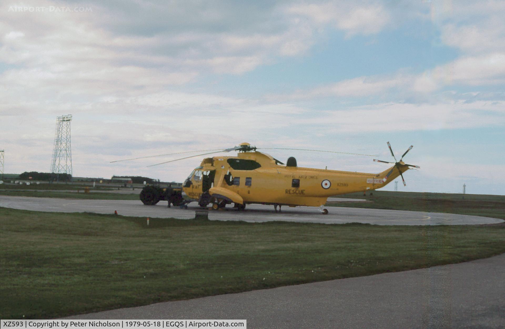 XZ593, 1978 Westland Sea King HAR.3 C/N WA859, Sea King HAR.3 of 202 Squadron on dispersal at RAF Lossiemouth in May 1979.