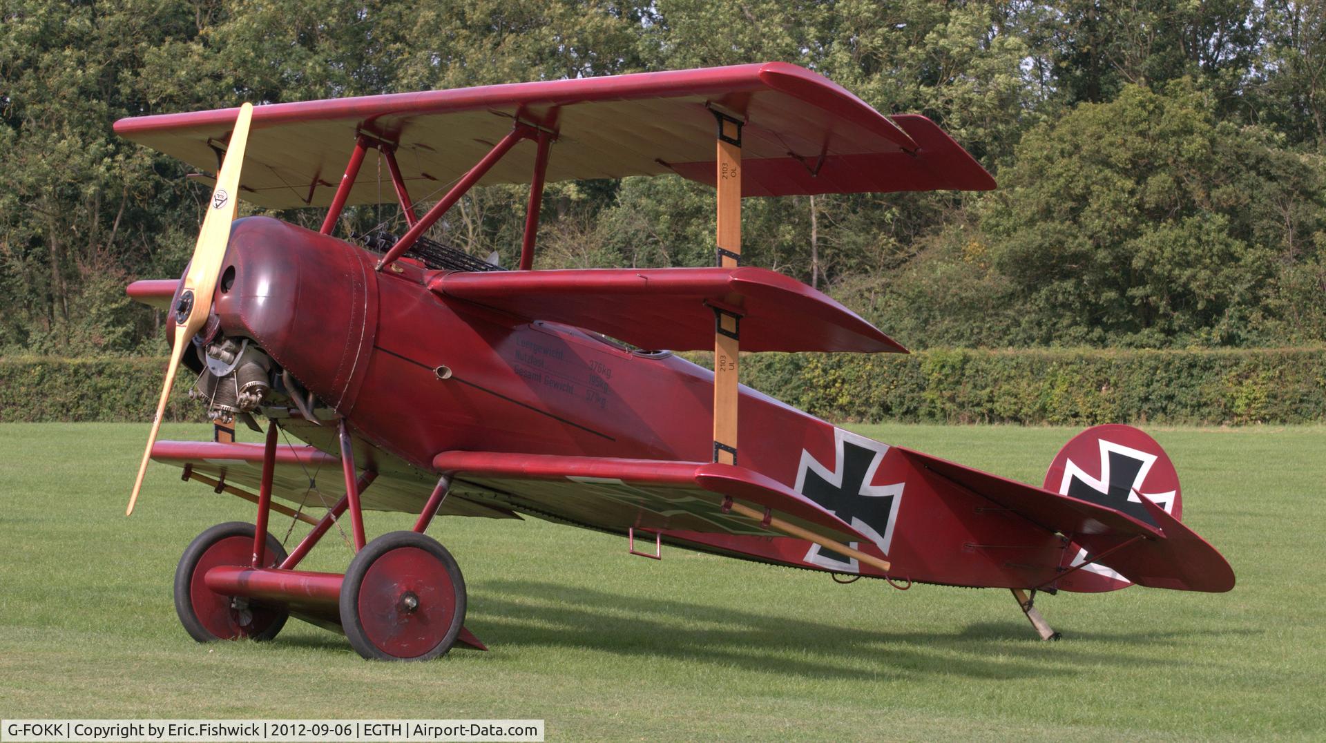 G-FOKK, 2006 Fokker Dr.1 Triplane Replica C/N PFA 238-14253, 3. G-FOKK at The Shuttleworth Collection, Sept. 2012.