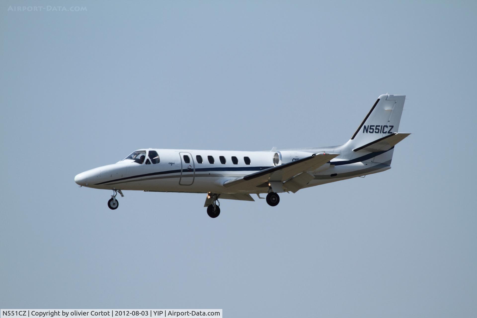 N551CZ, 1978 Cessna 550 C/N 550-0028, landing at Willow run airport
