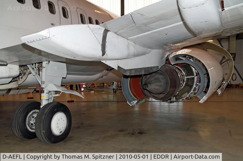D-AEFL, 1992 Boeing 737-4Y0 C/N 25178, D-AEFL starboard main gear and engine with all cowlings open. Ex Futura a/c, nowadays in service with AirExplore. Pic taken at the Contactair maintenance facilities.