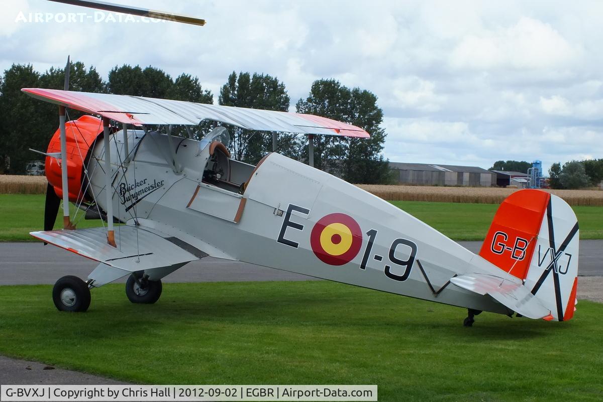 G-BVXJ, 1937 Bucker Bu-133C Jungmeister C/N E-19, At the Real Aeroplane Club's Wings & Wheels fly-in, Breighton