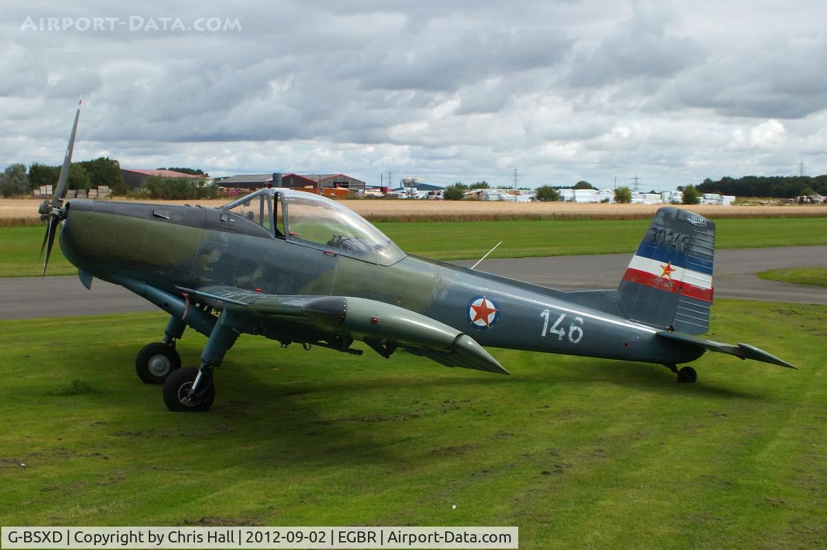 G-BSXD, 1977 Soko P-2 Kraguj C/N 030, At the Real Aeroplane Club's Wings & Wheels fly-in, Breighton