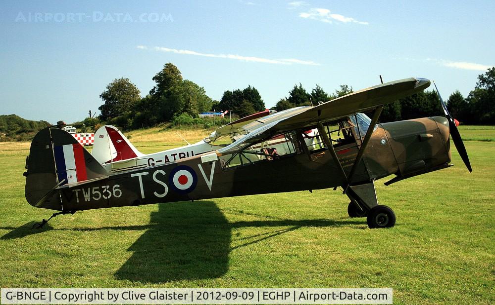 G-BNGE, 1946 Auster AOP.6 C/N 1925, Ex: TW536 > 7704M > G-BNGE - Has been in private hands since March 1987.